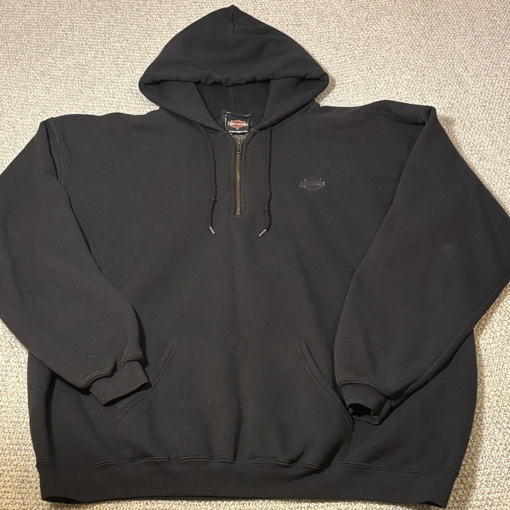 Harley Davidson Black Men's 1/4 Zip Hoodie XL